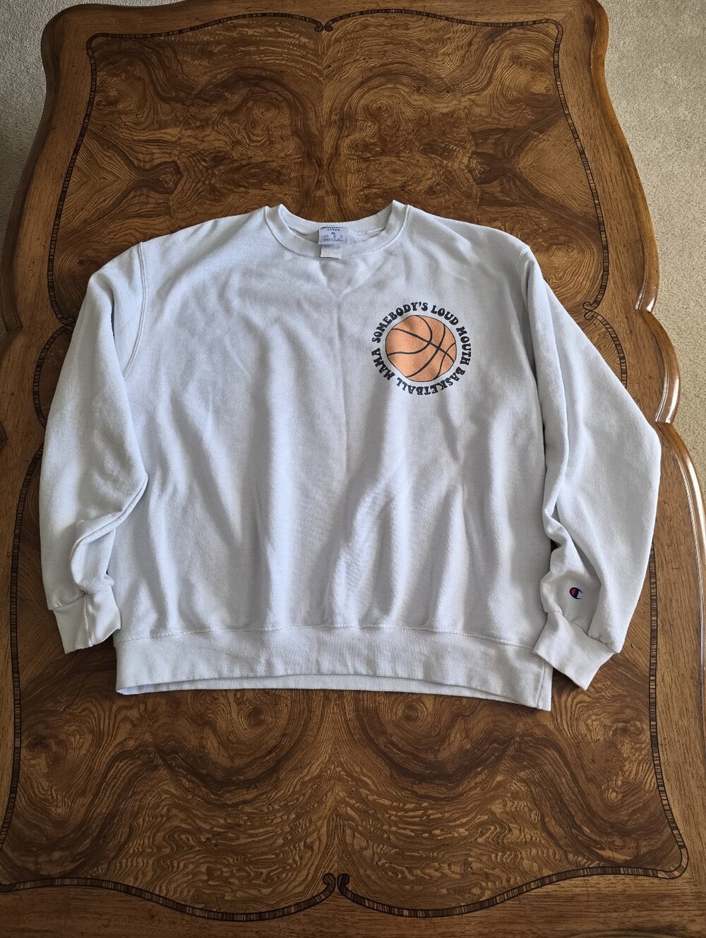 Champion Custom Basketball Mom Sweatshirt Size XL White Loud Mouth Mama